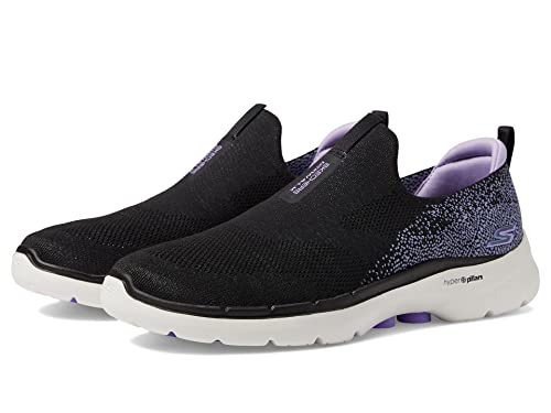 Skechers Women's GO Walk 6-Glimmering Sneaker, Black/Lavender, 11