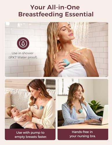 Image of Momcozy A1Pro Lactation Massager, Deep Vibration & Rapid Heating for Clog Relief & Efficient Pumping, Breastfeeding Essentials with Memory Function & Fast Charging, for Postpartum Mom, Blue-Green