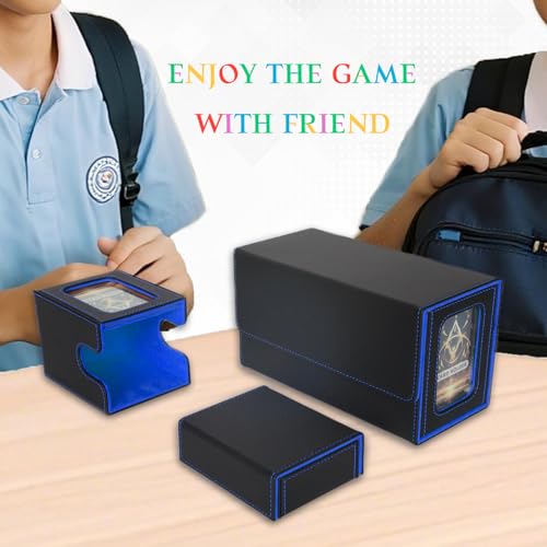 Jeixynik MTG Deck Box, 3-in-1 MTG Commander Deck Storage with Dice Tray, 4 Dividers & 2 Commander Displays, Removable Leather Magnetic Case Fits 200 Cards for TCG, CCG - Black-Blue by Jeixynik - Image 7