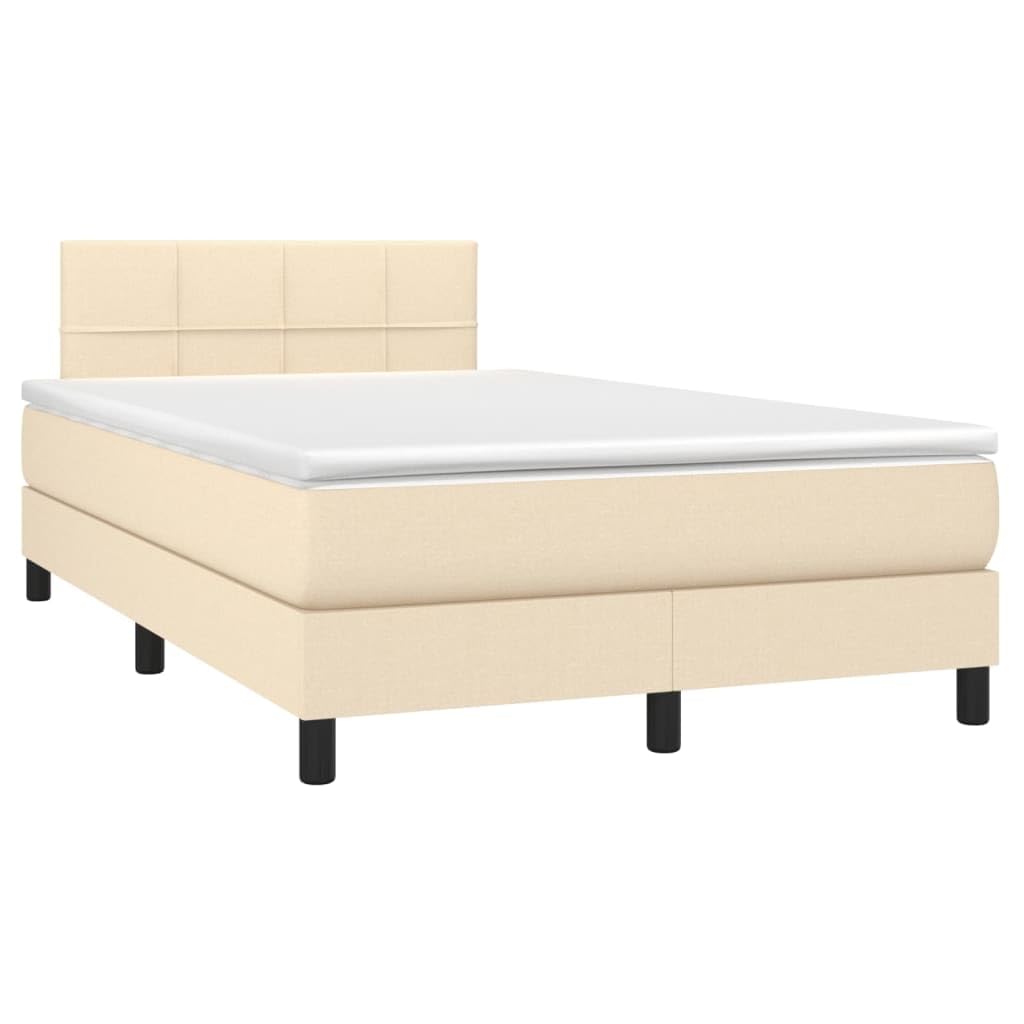 Atmungsaktiver Stoff verstellbares Kopfteil Boxspringbett Creme 120x190 cm