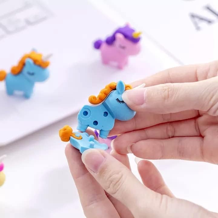 Image of AK Store (Pack of 4) 3D Cute Cartoon Shape Rubber Pencil Erasers, School Stationery for Kids, Boys Girls, Birthday Return Gifts (Unicorn)
