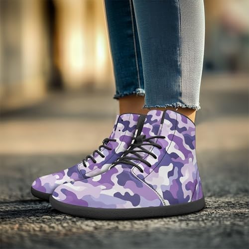 Image of Fashion Print Womens Mens High Top Barefoot Sneakers Flat Shoes