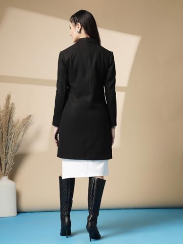 Image of CHKOKKO Women Chic Winter Coat Single Breasted | Knee Length Design with Buttoned Closure and Practical Front Side Pockets for Stylish and Comfortable Wear