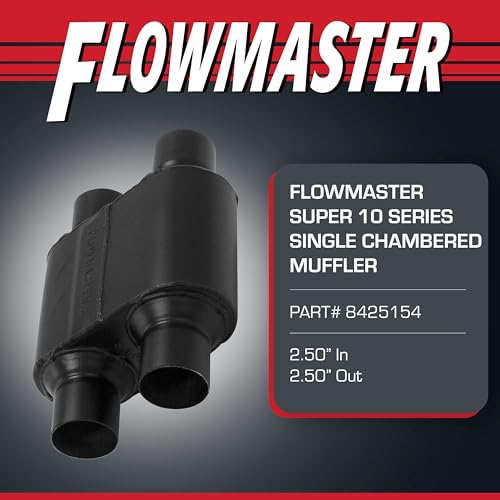Flowmaster Super 10 Series Chambered Muffler – 2.50” Dual In / 2.50” Dual Out – Race-Inspired Sound – 409 Stainless Steel – Ideal for Muscle Cars, LS Swaps, Drag Cars & Off-Road Build (8425154)