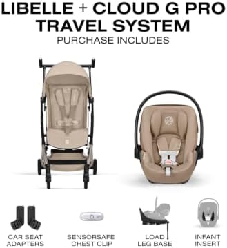 LIBELLE Stroller + Cloud G PRO Infant Car Seat Travel System - Almond Beige — view 9