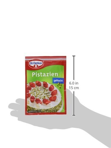 Dr. Oetker Pistazien gehackt, 25 g, zerkleinerte Pistazien, edle Zutat zum Einbacken und Dekorieren von Torten, Kuchen & Desserts, verzehrfertig, vegan