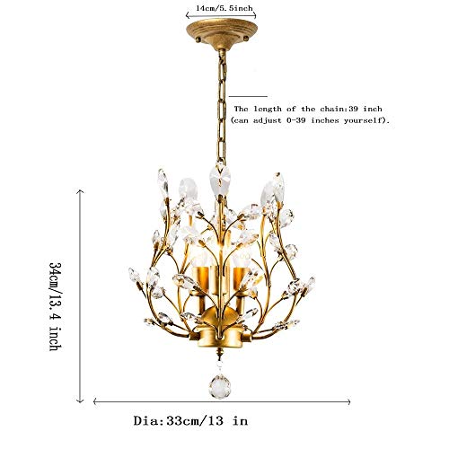 Lampe de salon suspendue réglable dorée avec douille E14 durable - 3