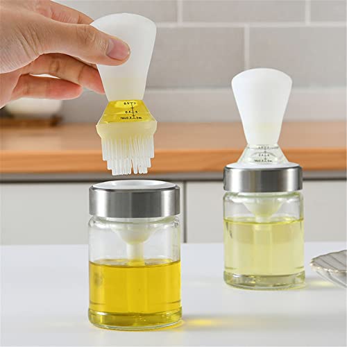 RoseFlower Bouteille d'huile avec Pinceau à Badigeonner en Silicone, Brosse en Silicone pour Bouteille d'huile en Verre de Cuisine, Brosses à Huile pour Cuisine, Barbecue, Pâtisserie Cover