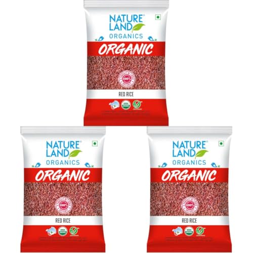 Image of Natureland Organics Red Rice 1 Kg - Organic Rice (Pack of 3)