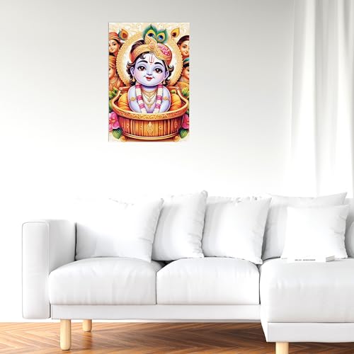 Image of Twinster Bal krishna Posters Photo for Pregnant Women, Baby Poster Self Adhesive (Size 45 cm by 30 cm) Pack of 1 (Design 6)