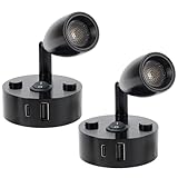 WTNYOU 2-PCS RV Reading Lights 12V Interior with USB-A & USB-C Charging Ports, Rotatable Camper LED Light Fixture, RV Bedside Light for Motorhome, Camper, Travel Traile, Boat and Van