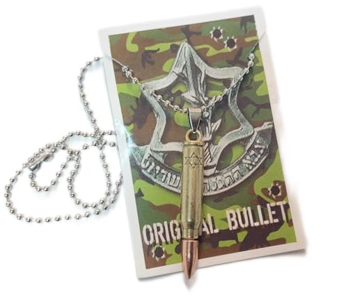 Necklace & Pendant Bullet & Jewish Star of David Israel IDF Israeli Army Zahal