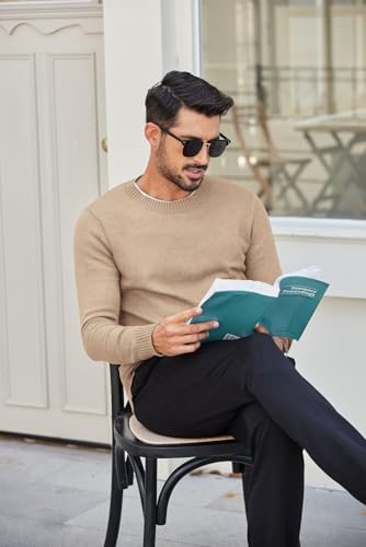 COOFANDY Men's Crewneck Sweaters Knit Dress Pullover Long Sleeve Lightweight Sweatshirt Casual Dress Sweater4