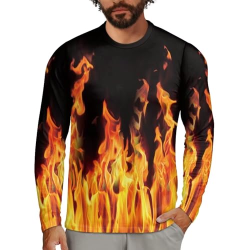WELLFLYHOM Pullover Tops Mens Long Sleeve Graphic Tee Shirts Casual Crewneck T-Shirt Athletic Workout Top