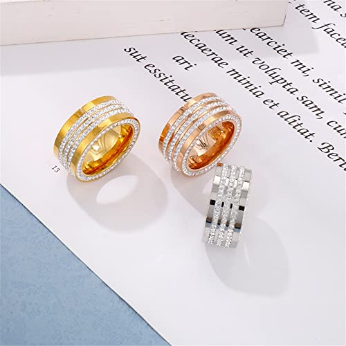 PAMTIER Women's Cubic Zircon Ring Stainless Steel Diamond Band Ring for Engagement Wedding2