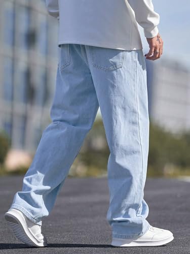 Image of dockstreet Men Baggy Jeans || Pure Cotton || Extremely Soft Touch ||Breathable Denim for Summer Season Comfort