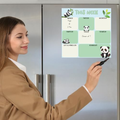 Image of Zesta Vinyl Magnetic Planner for Fridge | Cute Weekly Planner /Meal Planner with Marker | Rewritable Magnetic White Board for Fridge (Harry Potter 11X11 Inches) (Panda)