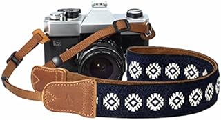 Camera Strap - 1.5" Cowhide Head Shoulder Neck Strap ,Retro Jacquard Embroidery Multi-pattern camera straps for Cameras and Binoculars,Cute Adjustable Thin Strap for Adults & Kids(Vintage Blue