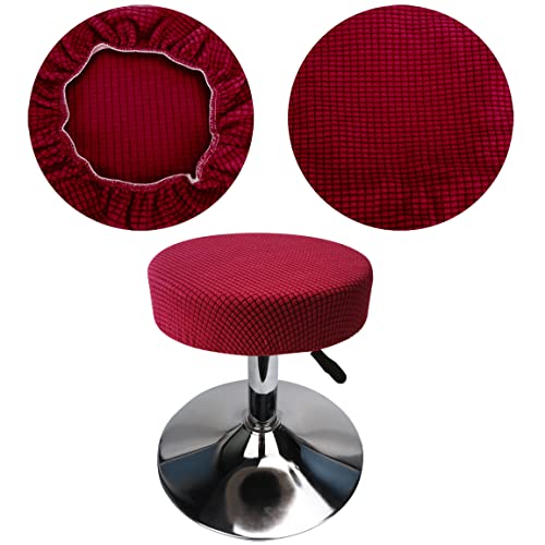 HuaLiSiJi Housse Tabouret Rond 30-40cm, Extensible Infroissable Lavable Imperméable à la Poussière Doux et Durable, Transforme Les Tabourets en Quelques Secondes (1, Bordeaux) Cover