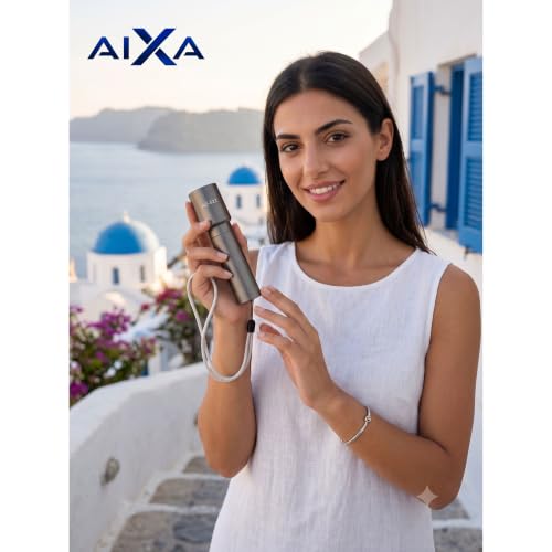 Image of AIXA Rechargeable Zoomable LED Flashlight, High Power Strobe Torch Light, Aluminium Alloy Body, USB Type-C Charging, Adjustable Focus, Waterproof for Camping, Hiking, Emergency, Home & Outdoor Use