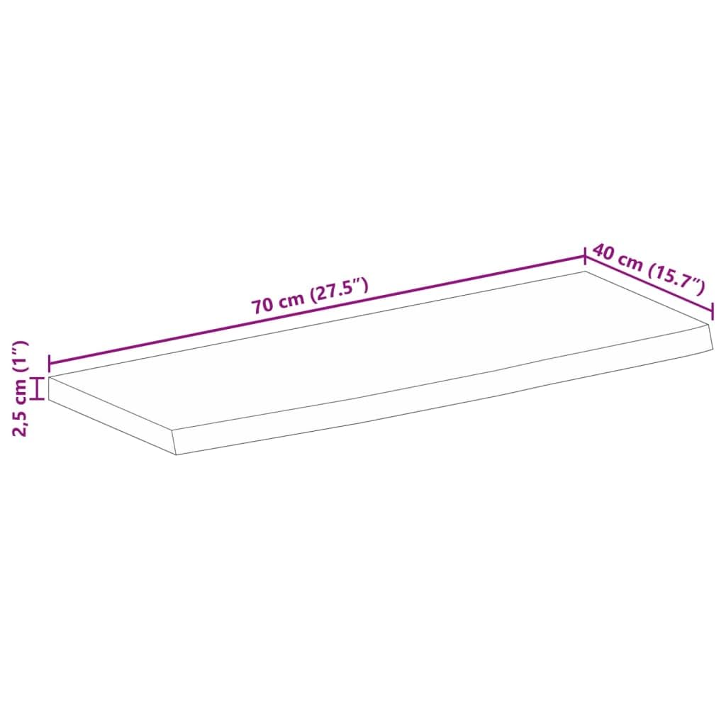 Dessus de table à bord vivant 70x40x2,5 cm bois massif manguier