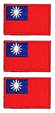 ONCEX 3PCS. Taiwan Flag Applique Patch Country Flag Taiwan Emblem Uniform Military Tactical Embroidered Iron On Patch Embroidery Clothes Accessory Sewing (''Mini Flag 1.1X1.6 INCH'')