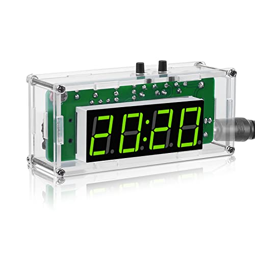 WHDTS TJ-56-428 4-Digit Digital DIY Clock Kits with Acrylic Shell, DIY Alarm Clock Soldering Practice Kit for Students and DIYers, DIY Electronics Kit for Learning Electronics