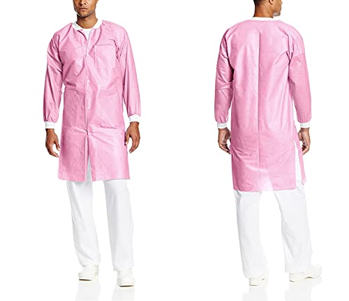 Medical Nation Disposable Lab Coats - Pack Of 10 - Durable 50G Sms Knee Length Reusable Lab Coat Unisex, Knit Cuffs And Pockets, For Dental, Hospitals, Pharmacies, Labs, Clinics - Raspberry, Medium #TOP7