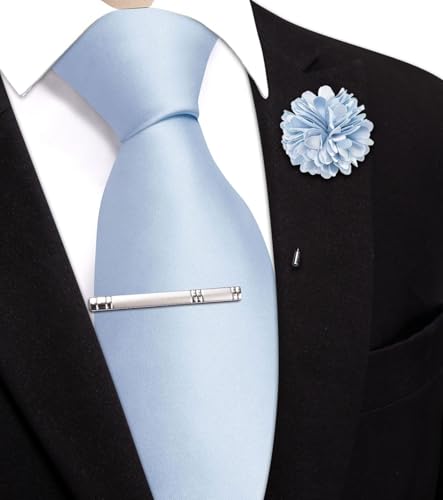 Image of Hi-Tie Men's Extra Long Solid Satin Tie Set 63 Inch /70 Inch Formal Necktie