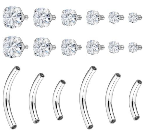 Hoeudjo Rook Piercing Jewelry Surgical Steel Eyebrow Piercing Jewelry 16g Surface Tragus Earrings Internally Threaded Curved Barbell Daith Earring Eyebrow Rings for Women Different Length 6/8/10mm