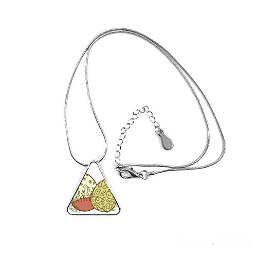Pendentif triangle Pâques motif œuf rouge vert et fleur chrétienne