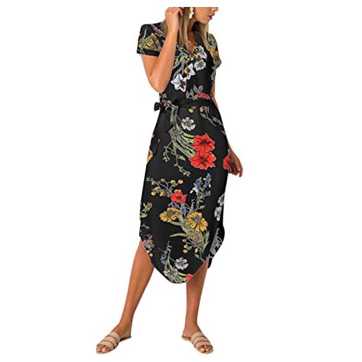 TWIFER Sommerkleid Damen Ärmelloses, Trägerloses Kreuzgurt Karomuster mit Unregelmäßigem Kleid 5 YOINS Sommerkleid Damen Lang V-Ausschnitt Maxikleider für Damen Kleider Strandkleid Strandmode Blumendrucken