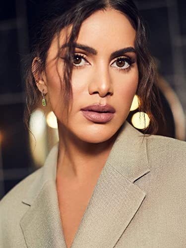 Bestyle Silver August Birthstone Drop Dangle Earrings - Created Peridot Baguette Earrings For Women Girls - Dainty Cute Small Silver Huggie Hoop Dangle Earrings For Birthday Wedding Party Gowns #TOP1