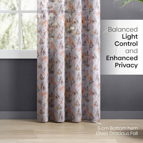 Image of haus & kinder Sheer Door Curtain 7 Feet Long Pack of 1 Door Curtain, 7 Feet Curtain for Door, Light-Filtering & Breathable (Floral Drift, Multicolor 114x213cm)