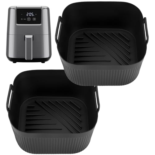 GINOYA Small Air Fryer Liners for Chefman 2L Mini Air Fryer, 2pcs Silicone Accessories for COSORI/Daewoo Small/Tower T17025 Vortx Compact 2L/1.5L
