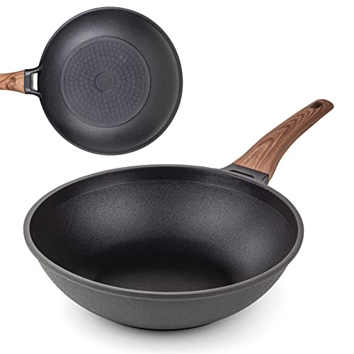 ROSMARINO Wok Professionnel pour induction 30 cm (Neuf 2021), Revêtement Anti-Adhésif Développé en Allemagne, Résistante Aux Rayures Cover