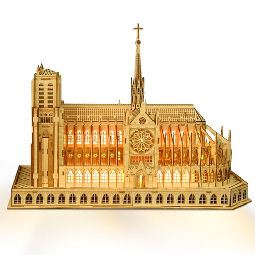 Hallisun 3D Wooden Puzzle for Adults, France Notre Dame de Paris Wood Architecture Model, DIY Mechanical Building Kit Craft Hobbies Toy, Birthday Festival Gift for Women Men, Home Decor, 266 PCS