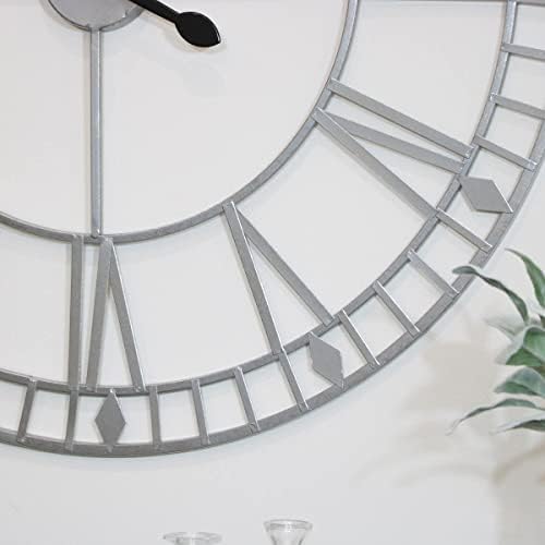 Melody Maison Extra Large Silver Skeleton Wall Clock 80cm x 80cm