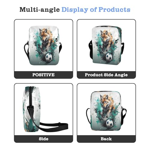 mens messenger bag crossbody mens crossbody bag small Casual Everyday Purse Adjustable Strap for School School- Football Fox Teal4