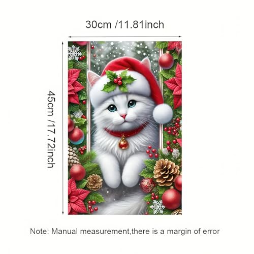 Image of BlissYard Garden Flag Cat Red Hat Winter 12x18 Inch Polyester