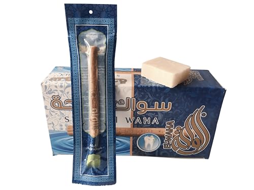Premium Miswak Sticks for Teeth Whitening Natural 20 Pcs Pack Random Solid Musk Perfume Peelu Toothbrush Vacuum Sealed Traditional Oral Care for Healthy Gums Unflavored - مسواك
