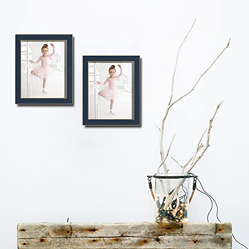 Violabbey 8X10 Picture Frames Navy Blue Set Of 2, Modern Style 8 By 10 Photo Frame, High Definition Tempered Real Glass, Wall Or Tabletop Display #TOP5