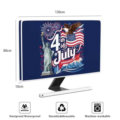 Image of 4th of July Independence Day Television Cover 55 Inch Memorial Day American Flag Free Muse Eagle Panel Case Screen TV Covers Sleeve Compatible with LCD LED 40 to 42 Inch TV
