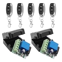433Mhz Wireless Fernbedienung Schalter DC 12V 1CH RF Relais Empfänger Modul mit Sender, lange Strecke für Garagentor Opener (2Receiver+5Fernbedienungen)