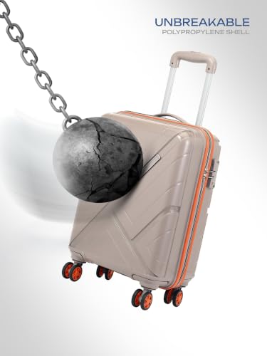 Image of Safari Benson Cabin 8 Wheels 55cm Carry on Trolley Bag Hard Case Polypropylene 360 Degree Wheeling System Luggage, TSA Approved Lock, Trolley Bags for Travel, Suitcase for Travel, Fossil