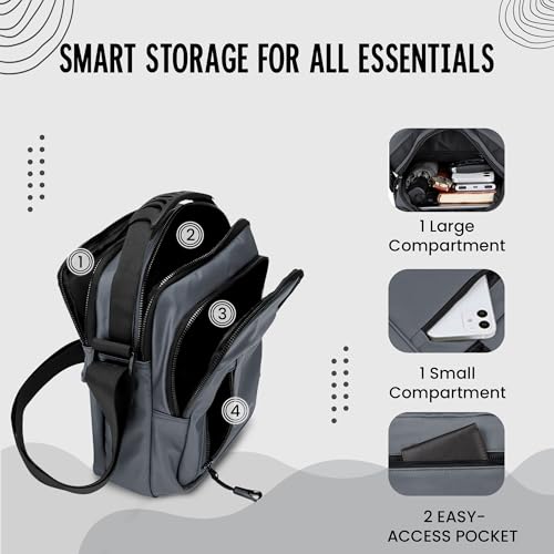 Image of CARRY TRIP Men Sling Bag with 1 Large & 1 Small Compartment, 2 Pockets, Water Resistant Crossbody Travel Bag -Chest Shoulder Side Bag for Travelling, Daily Use - Compact, Lightweight & Durable