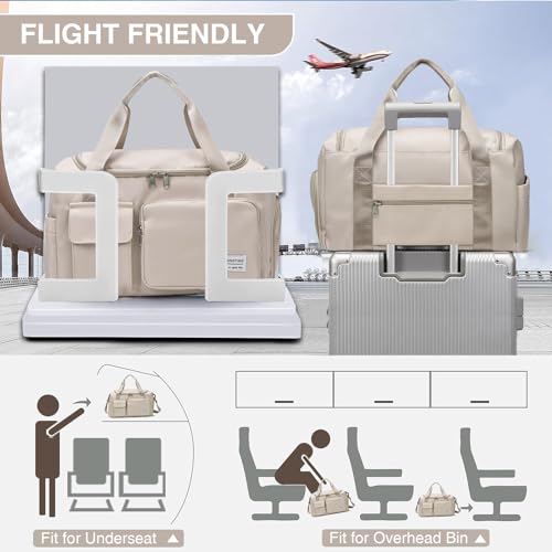 Image of Small Gym Bag for Women, Travel Duffle Bag Carry On Weekender Bag with Shoe Compartment