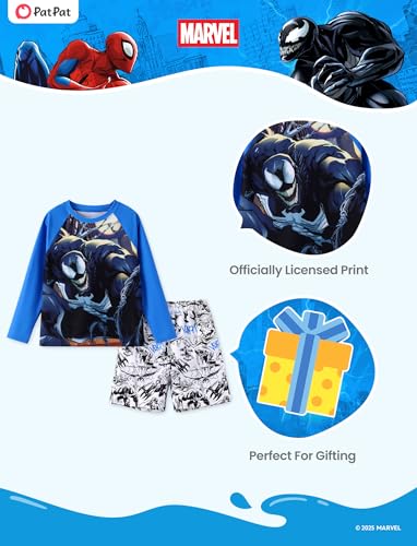 Image of Disney Marvel Spiderman Swimsuit Rash Guard Shirt & Swim Trunks Stitch Boys Swim Set UPF 50+ Summer Kids Bathing Suit 3M-13T