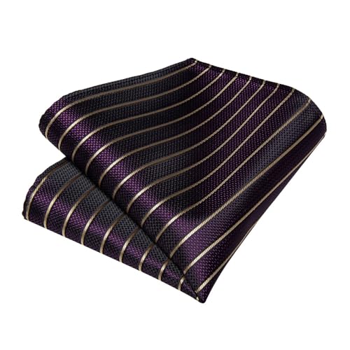 Pajarita clásica a rayas para hombre con set de pañuelo y gemelos miniatura 3
