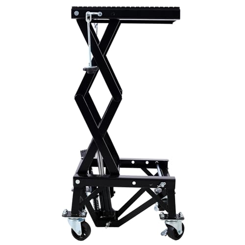 Image of 300 Lbs Hydraulic Motorcycle Scissor Jack Lift Foot Step with 4 Wheels Jack Stand Portable Lift Table Heavy Duty Hydraulic Motorcycle Lift Table Adjustable Lift Jack Stand For Small Dirt Bikes